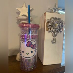 Hello Kitty Pink Sparkle Tumbler with Straw New